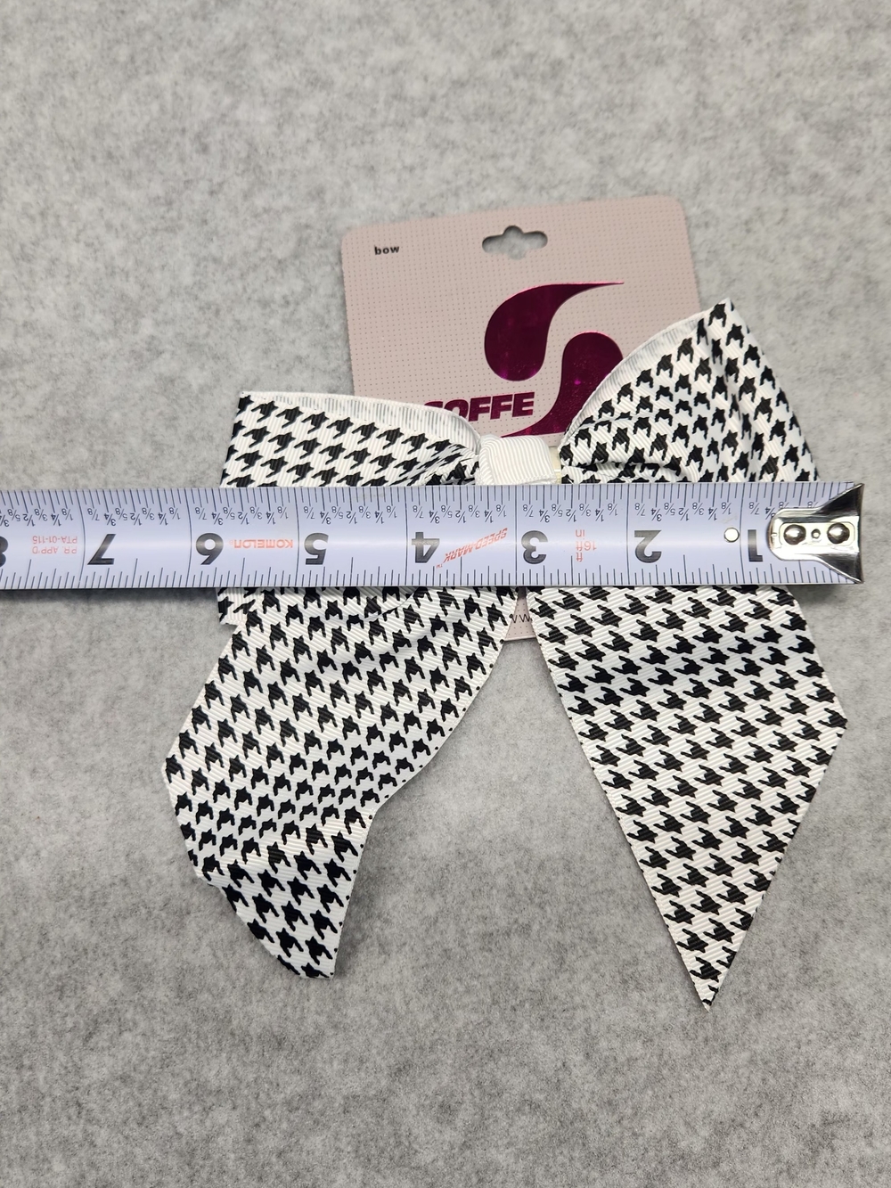 3 Pack-Soffe Black & White Houndstooth Hair Bow - Picture 3 of 6